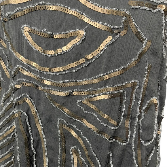Temperance Boho Tank Top Sequin Beading  Grey Gold Size Small - Picture 4 of 5